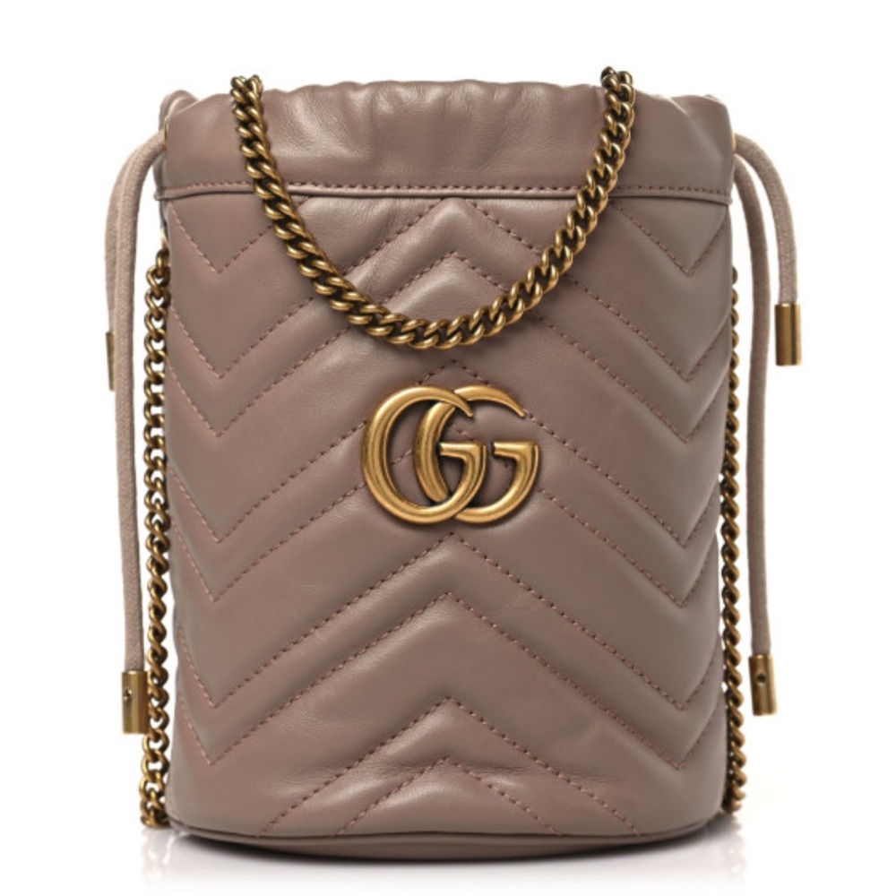 Calfskin Matelasse Mini GG Marmont 2.0 Bucket Bag Porcelain Rose